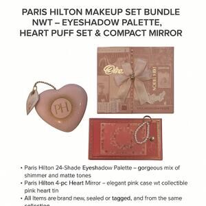 NWT Paris Hilton Shadow Palette, mirror, and Makeup Puff Set NWT